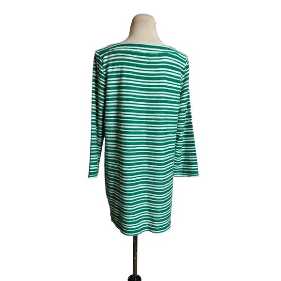 Liz Claiborne green stripes long sleeves knit tunic top size Medium - Picture 10 of 11
